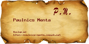 Paulnics Menta névjegykártya